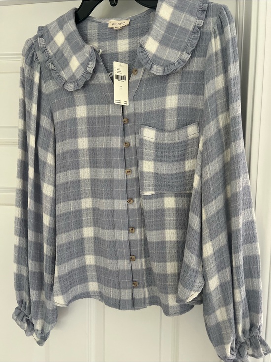 Pilcro Tops - Anthropologie Pilcro Keira Long Sleeve Plaid Blouse Small